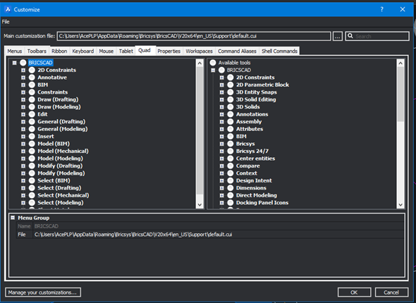Bricscad_cui